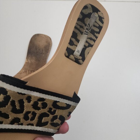 ZARA Leopard Print Y2K Style Slide Sandals Women's Size 7.5 - Picture 8 of 10